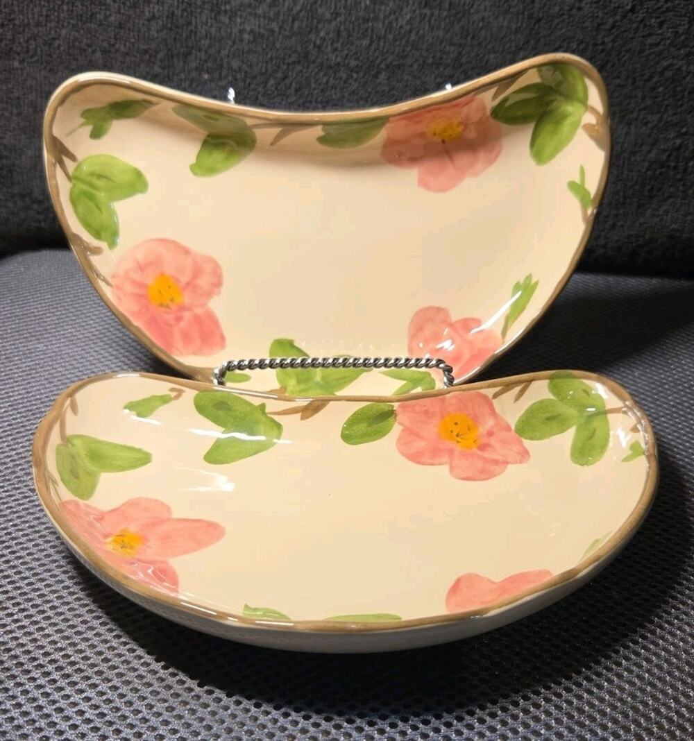 Set Of 2 8" crescent-shaped salad/dessert plates Desert Rose Franciscan